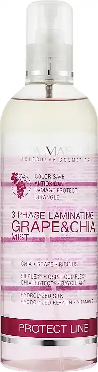 3-phase laminating spray for hair protection with grape and chia