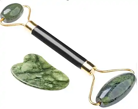 Jade Roller for Face Massage + Gua Sha - Accessories