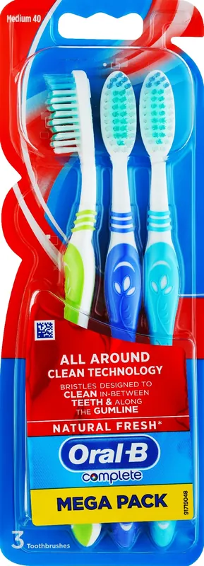 Medium hardness toothbrush set, green + navy blue + sky blue - Bath and Body
