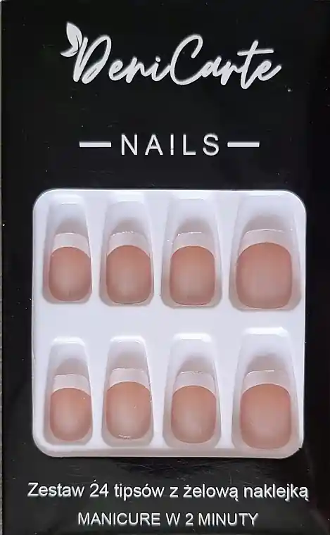 French Manicure False Nails, 24 pcs.