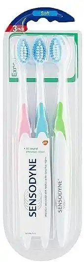Toothbrush Set 'Gentle Care', pink+blue+green - Bath and Body