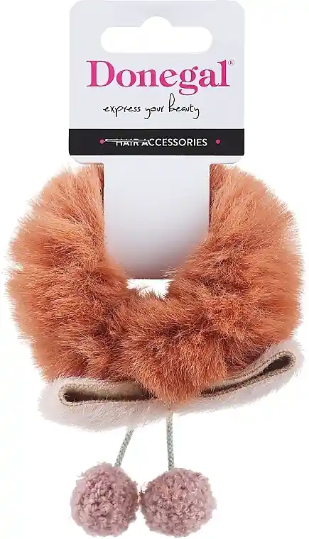 Hair Tie FA-5678+1, brown with beige bow