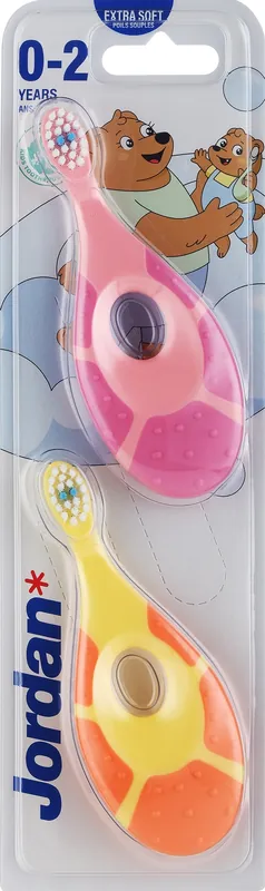 Toothbrush for children 0-2 years, pink + yellow-orange