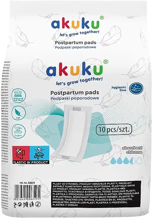Postpartum Sanitary Pads, 10 pcs. - Bath and Body