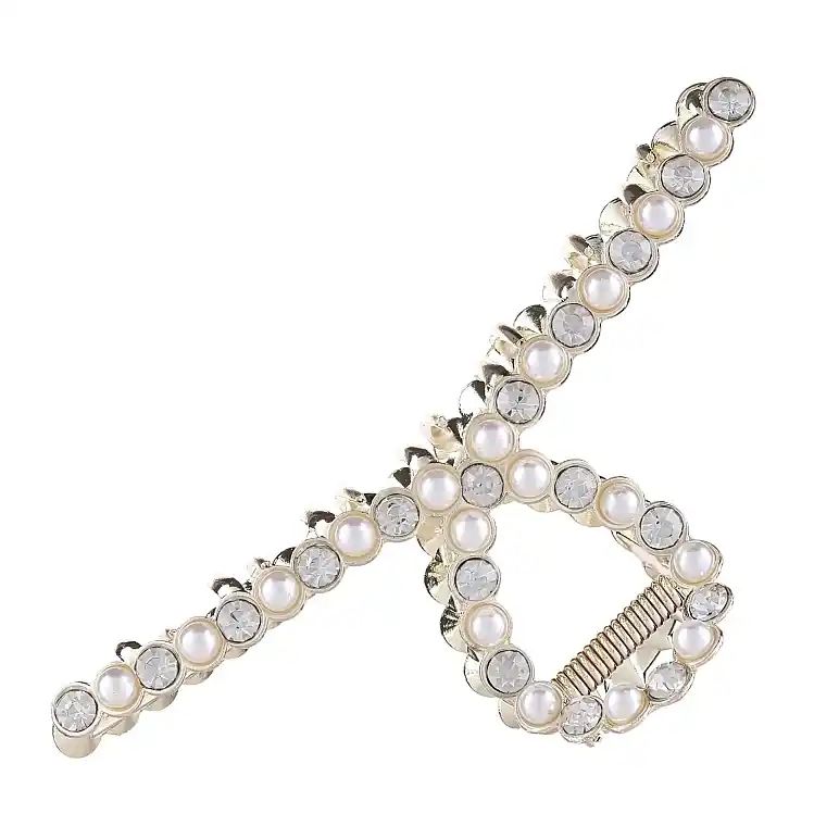 Hair claw clip, gold with pearls - Accessories