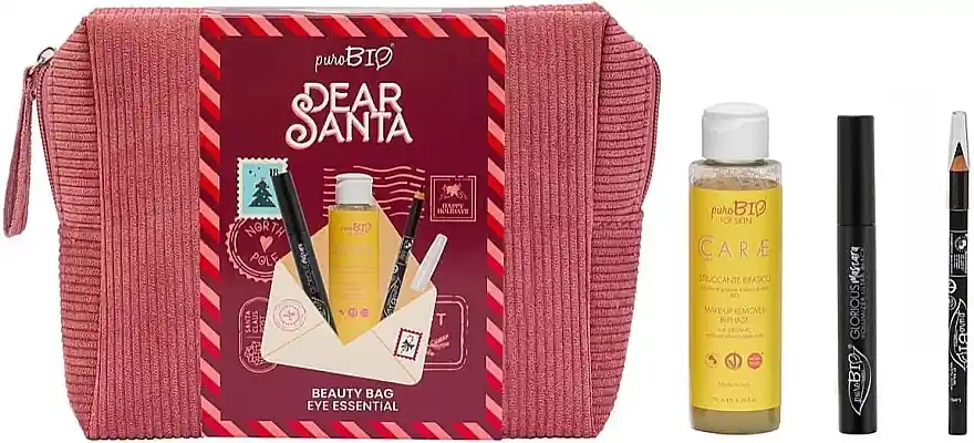 PuroBio Cosmetics Beauty Bag Eye Essential (mascara/7ml + eye/pencil/1.3g + remover/100ml + bag/1pc) - Makeup