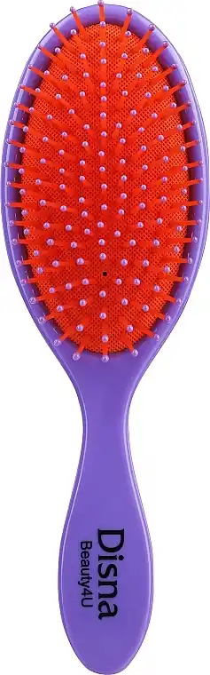 Oval Hair Brush with Nylon Bristles & Pins, 18 cm, purple-orange