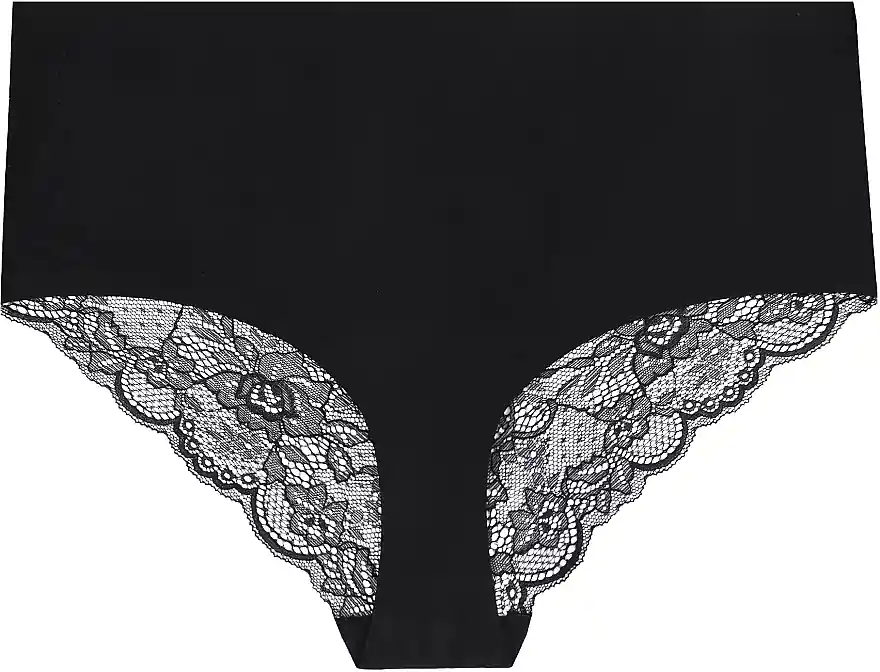 Women Maxi Bikini Panties with Decorative Lace BCL650-009, black