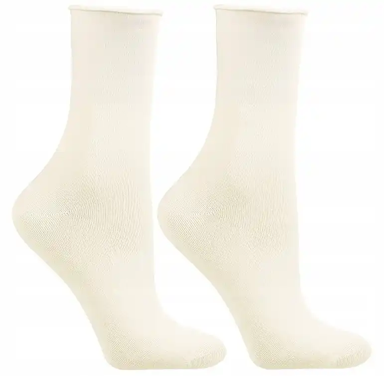 Women's long socks cotton, off-white
