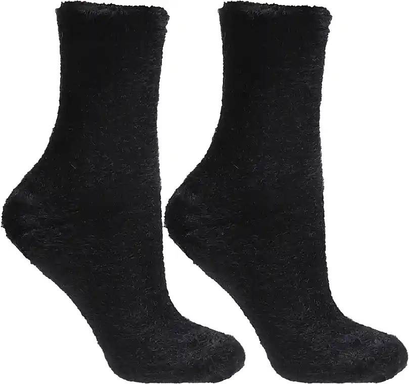 Long women's socks with fur trim, CDC400-524, black