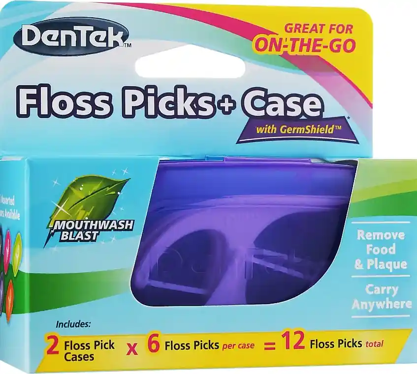 Floss Picks Set + 2 Travel Cases, purple + light blue - Bath and Body