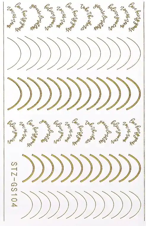 Self-Adhesive Nail Stickers 'French', gold with inscriptions