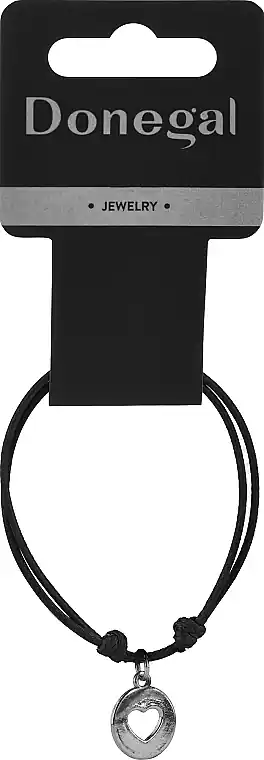 Bracelet with 'Then' charm, 6413, black with heart 2 - Costume jewelry