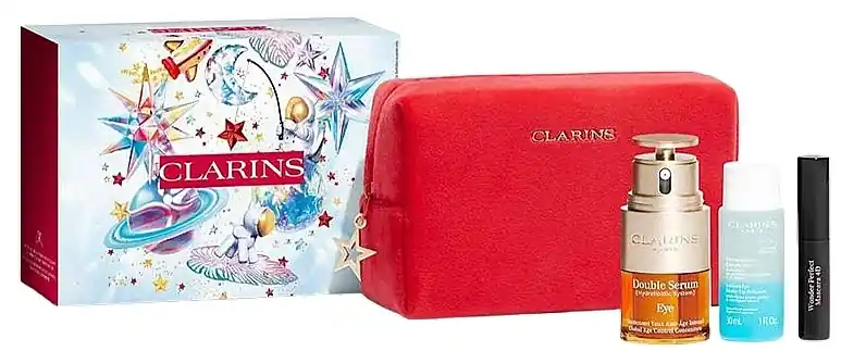 Clarins Double Serum Eye Collection Set (mascara/3ml + eye/ser/20ml + remover/30ml + bag/1pc) - Makeup