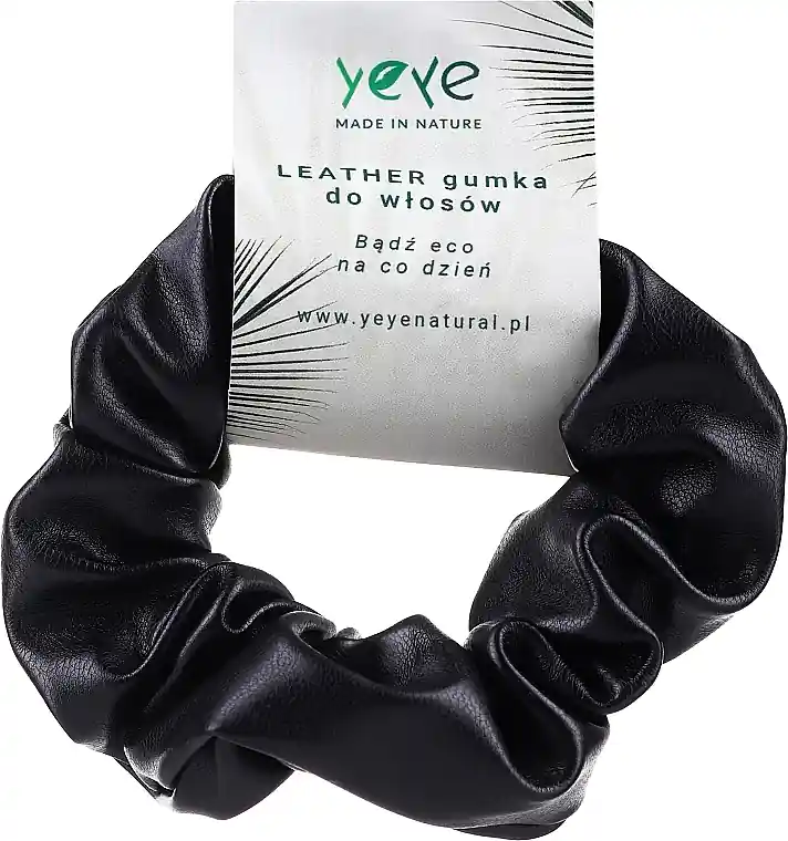 Leather Scrunchie 10.5 x 3.5 cm, black - Accessories