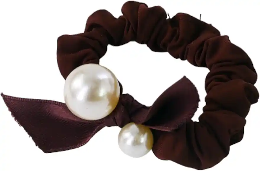 Hair Tie with Pearl, brown - Accessories