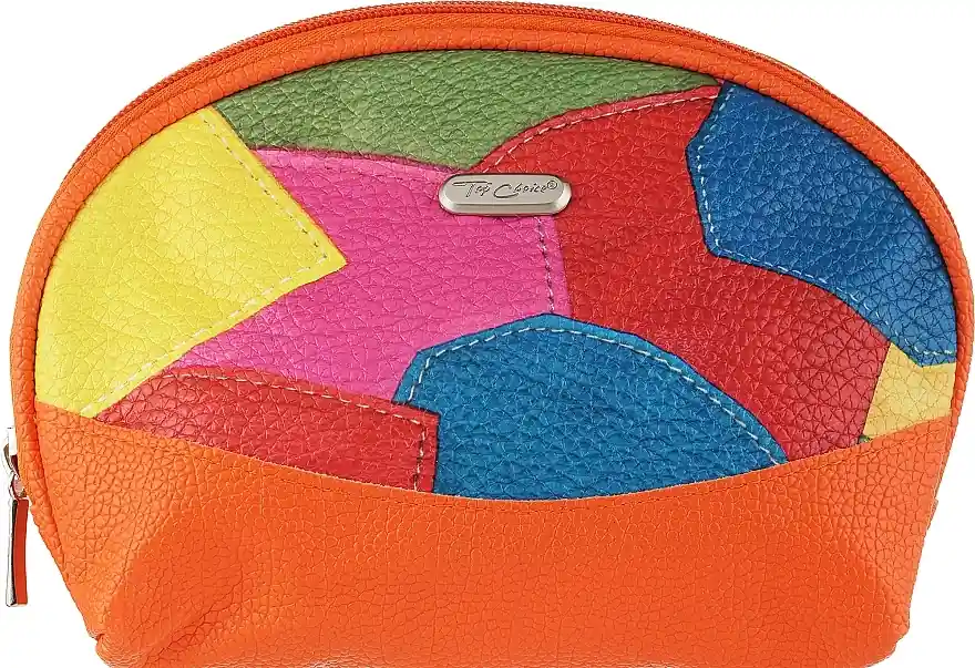 Patchwork Makeup Bag 94415, orange with blue - Accessories