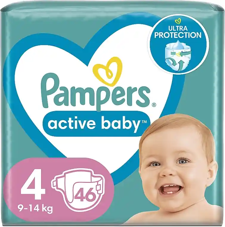 Active Baby 4 Diapers (9-14 kg), 46 pcs.