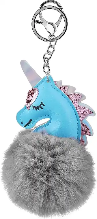Fluffy Unicorn Keychain, blue 2 - Accessories
