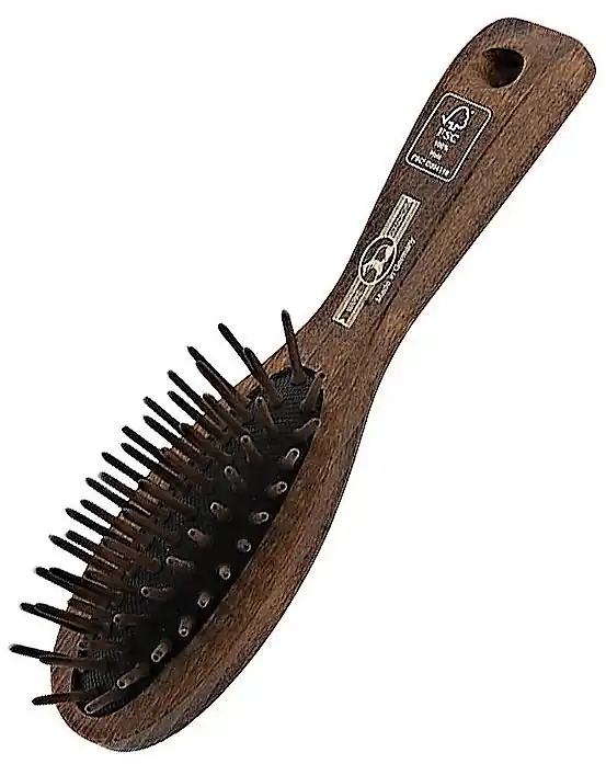 Pocket Beech Hair Brush with Wooden Bristles, 17.5 cm - Accessories