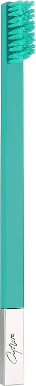 Medium Toothbrush, turquoise-dark blue matte with silver cap
