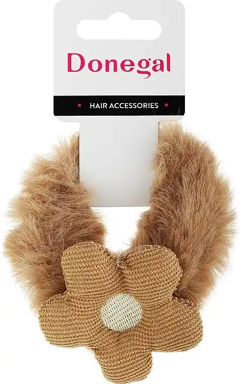 Hair tie, FA-5648, beige with flower