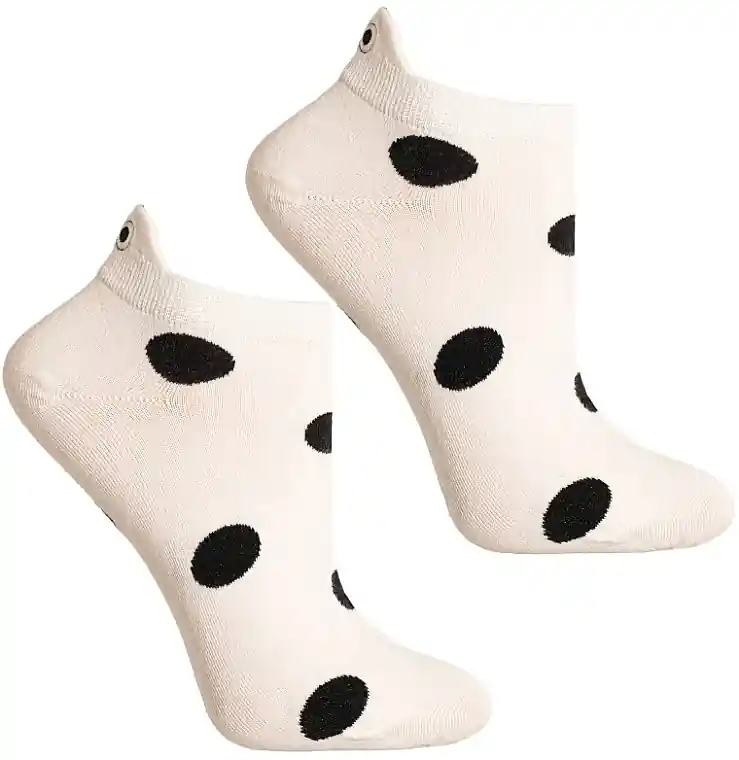 Short socks, CSD240-207, white with black polka dots