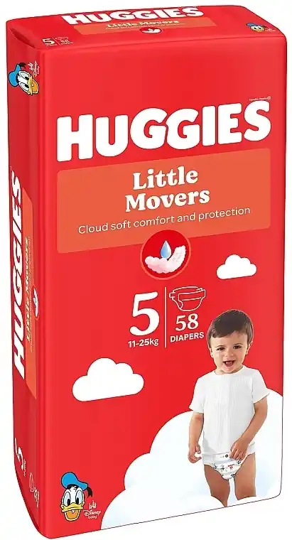Little Movers Diapers, size 5, 11-25 kg, Mega, 58 pcs.
