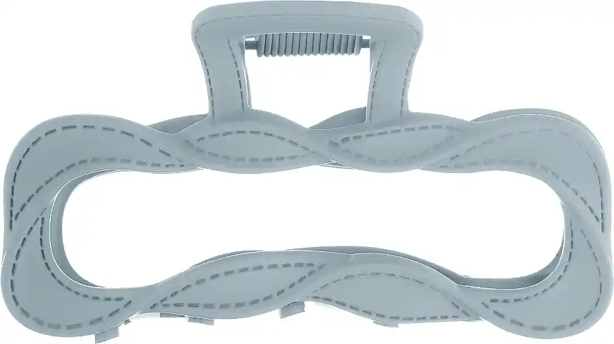 Hair clip with stitching, matte, 20957, grey-blue