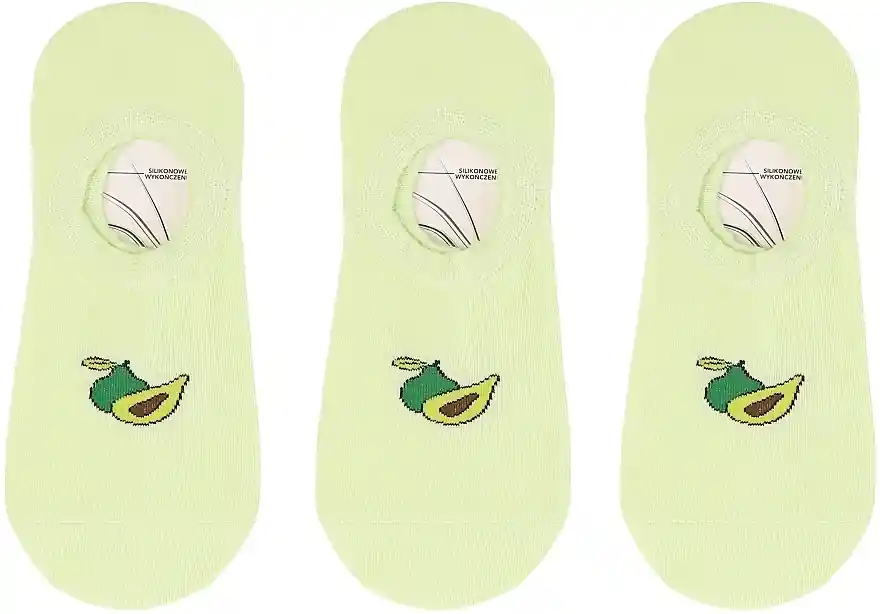 Short Socks with Fruits CDB550-236/3, 3 pairs, green with avocado