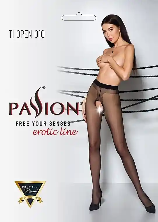 Erotic Tights with Cutout 'Tiopen' 010, 20 Den, black - Clothes