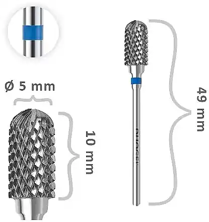 Cylinder Carbide Nail Drill Bit, diameter 5 mm, blue stripe - Accessories