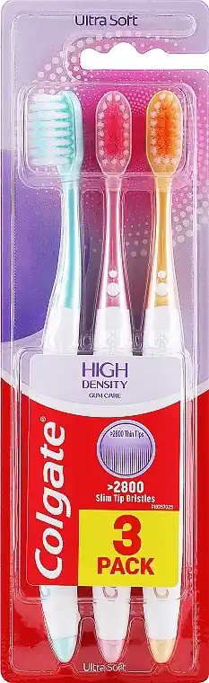 Toothbrush Set, ultra-soft, green+pink+orange