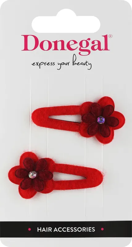 Hair Clips FA-5607, Red with Flowers