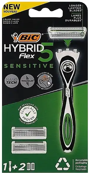 Flex 5 Hybrid Sensitive Razor with 2 Replaceable Cassettes - Men