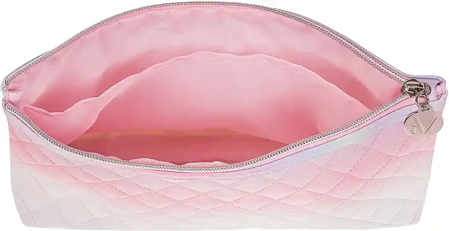 Quilted Cosmetic Bag, pink-white