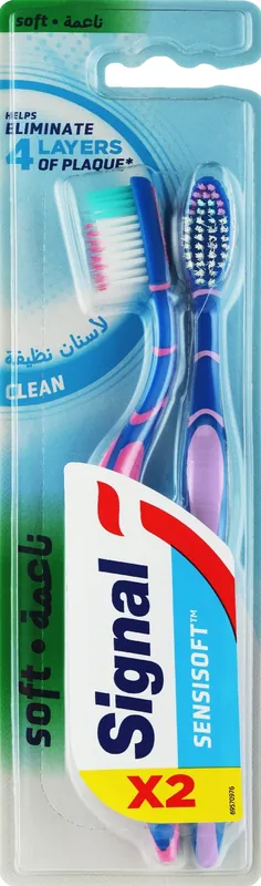 Soft toothbrush, 69570976, blue with purple + blue with pink - Bath and Body