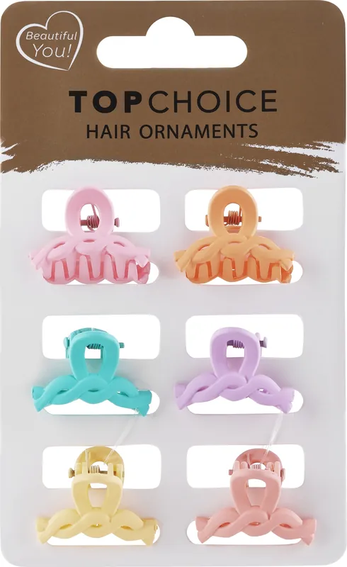 Hair Clip Set 20704, 6 pcs, in vibrant colors - Accessories