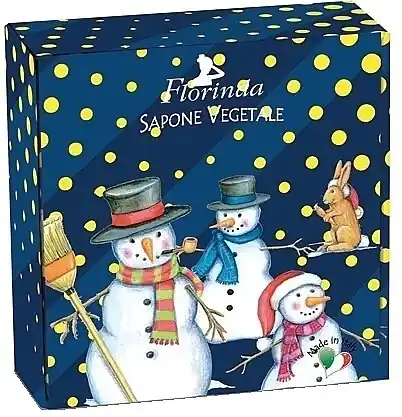 Natural Round Soap in a Box 'Snowman' - Bath and Body