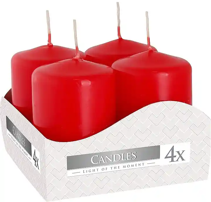 Votive Candle Set 40x60 mm, red, 4 pcs. - Accessories