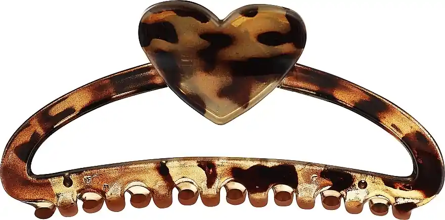 Hair Clip 'Heart', Transparent Brown - Accessories