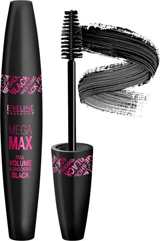 Eveline Cosmetics Mega Max Full Volume Shocking Black Mascara - Makeup