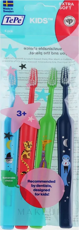 Kids Toothbrushes, green + red + blue + blue - Bath and Body