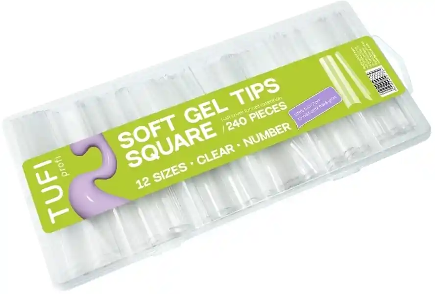 Square Gel Tips, transparent, 240 pcs. - Nails