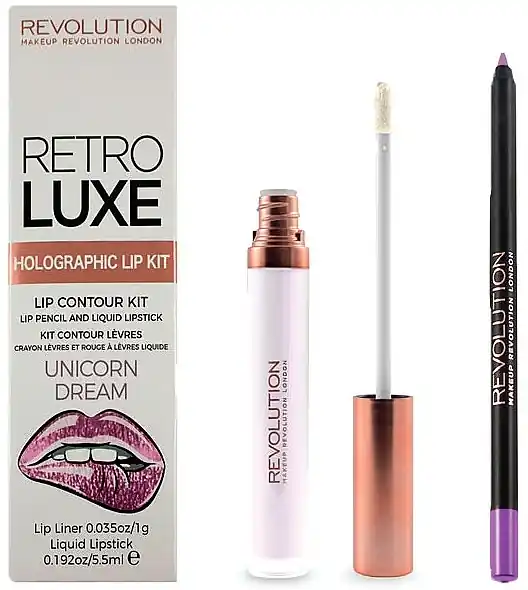 Makeup Revolution Retro Luxe Holographic (lip/liner/1g + lipstick/5,5ml)
