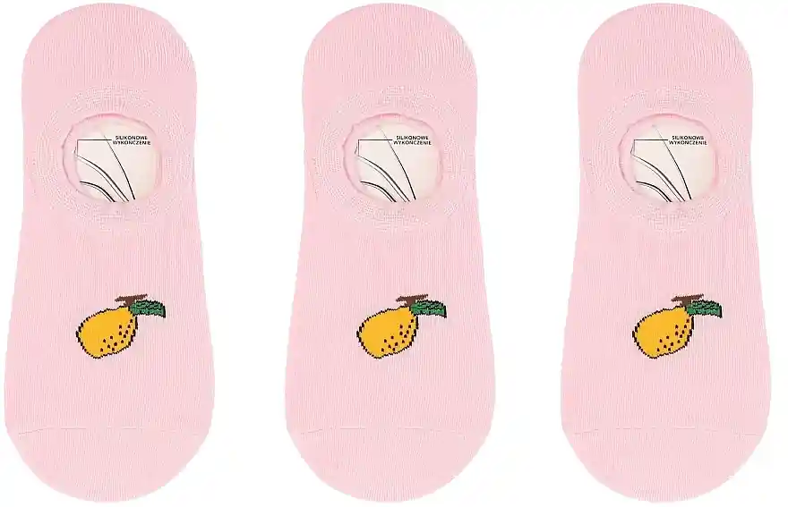 Short Socks with Fruits CDB550-236/3, 3 pairs, pink with lemon