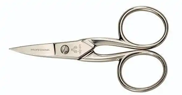 Nickel Plated Carbon Steel Nail Scissors, micro-notched, 9 cm