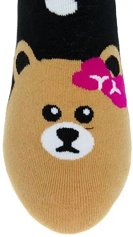 Women Socks 3/4, CSL200-022, black with beige bear