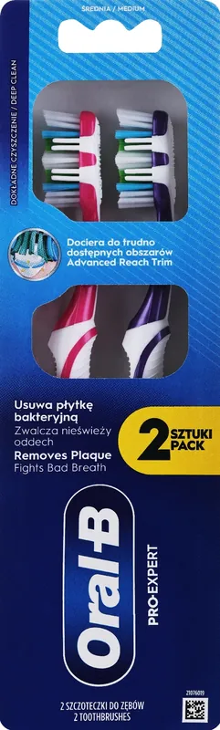 Toothbrush set, medium bristle, pink + purple - Bath and Body