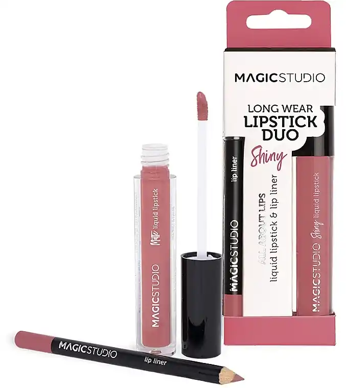Magic Studio Shiny Lipgloss + Lip Liner (lip/gloss/4g + lip/liner/1g) - Makeup